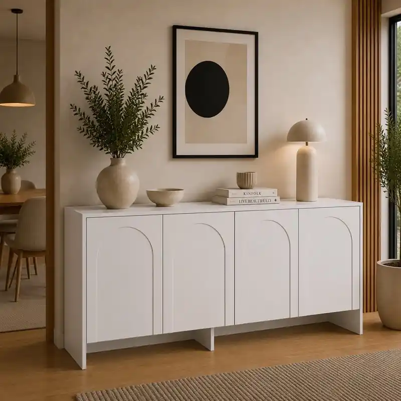 Esclusivo Credenza madia moderna 4 ante soggiorno 180xH80 cm bianco Ferox