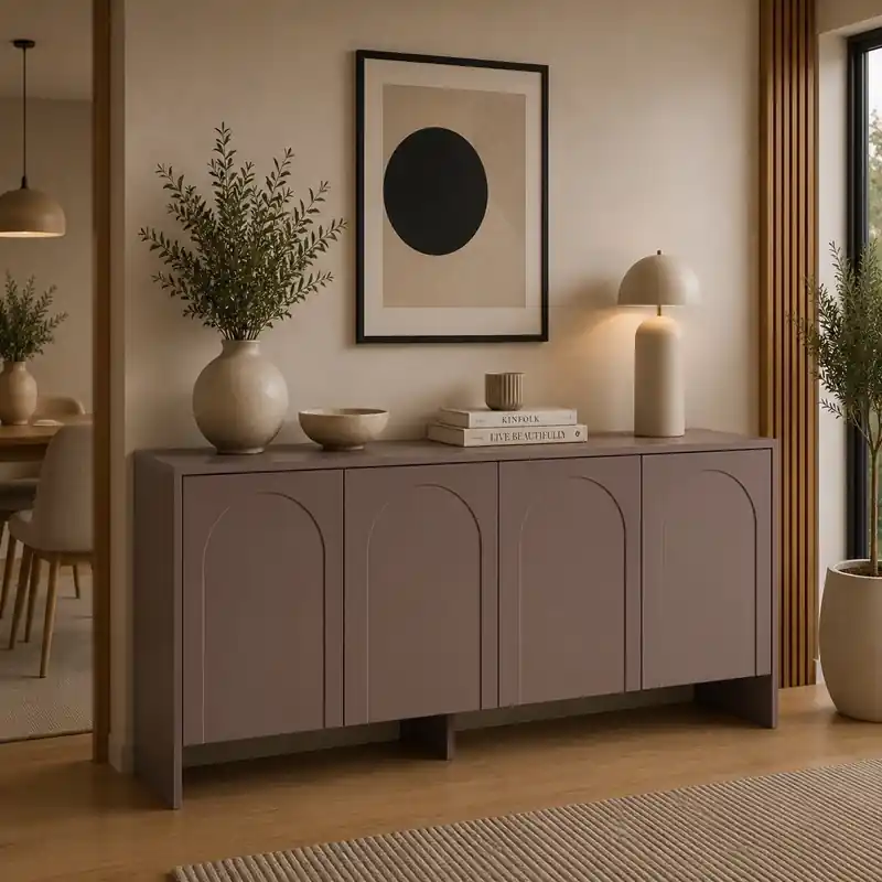 Offerta Limitata Credenza madia moderna 4 ante soggiorno 180xH80 cm tortora Ferox