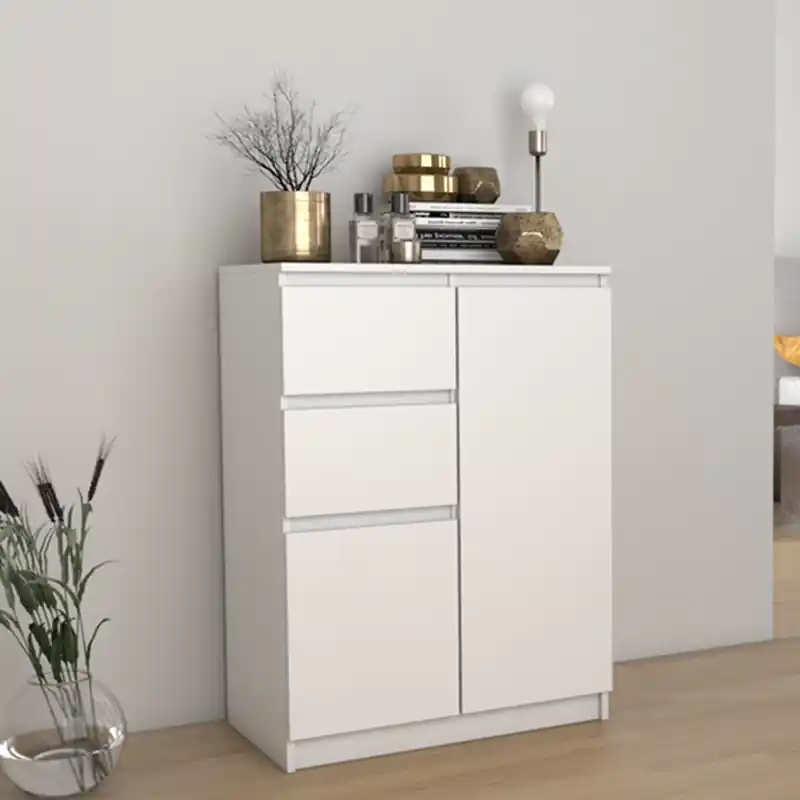 Credenza madia moderna 70xH97 2 ante 2 cassetti bianco Orson A Buon Prezzo