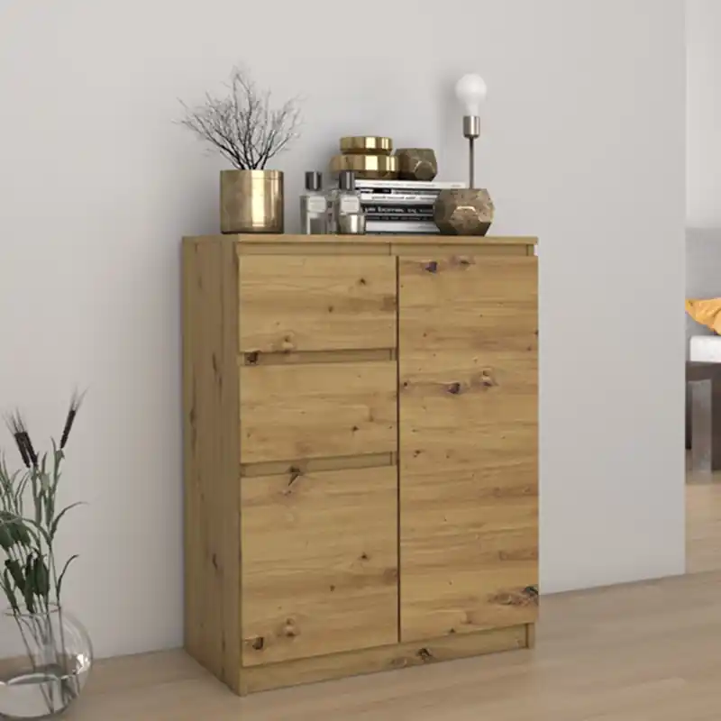 Credenza madia moderna 70xH97 2 ante 2 cassetti rovere oldwook Orson Offerta Del Giorno