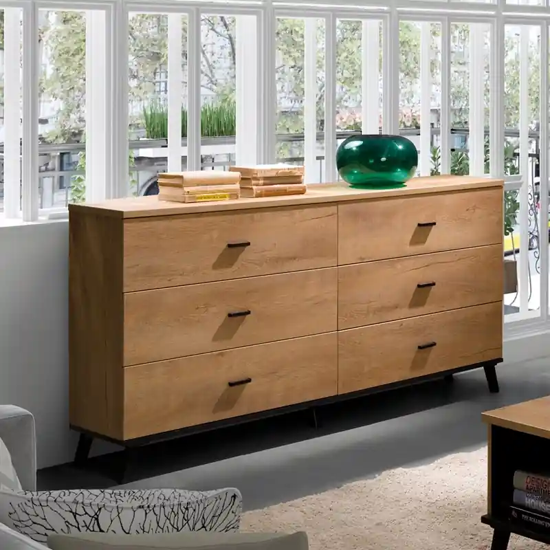 Credenza madia moderna cassettiera 6 cassetti 181xH84 rovere Diamante Compra Oggi Stesso