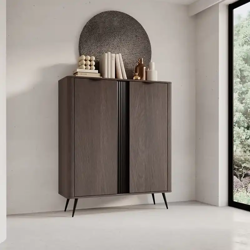 Occasione Credenza madia moderna contenitore 2 ante 113xH134 cm quercia nero Tudor