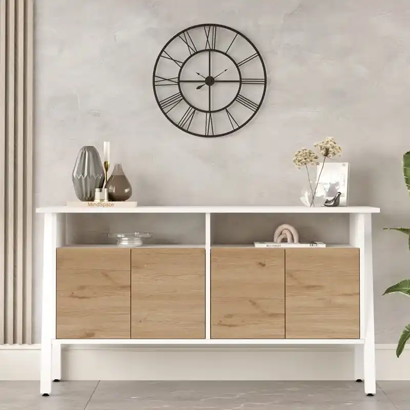 Credenza madia moderna design 140xH75 rovere bianco Otto Prezzo Ridotto