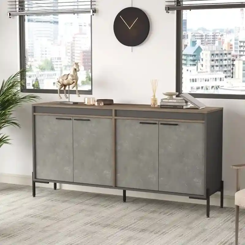Credenza madia moderna design 184xH92 cm rovere scuro antracite ossido Office Più Venduto