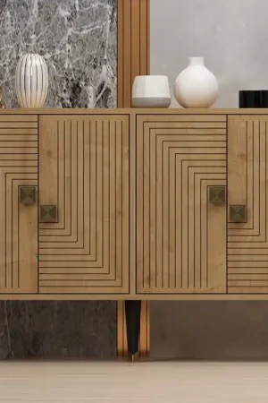 Acquista Ora Credenza madia moderna design 4 ante 120xH80 cm rovere oro Irix