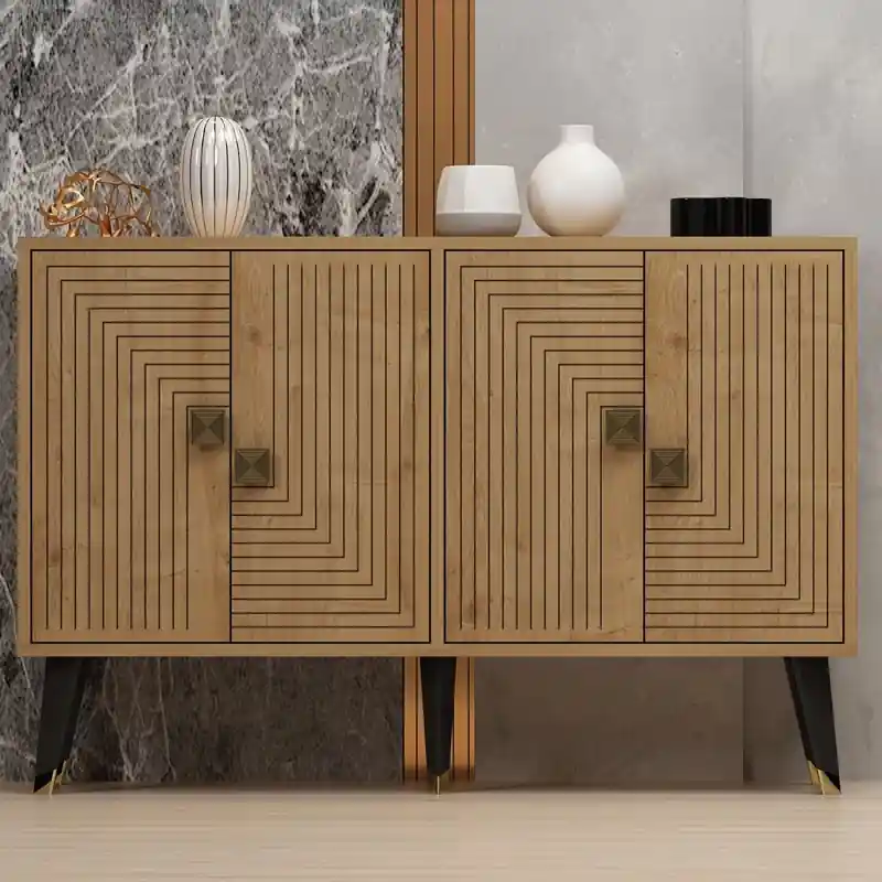 Acquista Ora Credenza madia moderna design 4 ante 120xH80 cm rovere oro Irix