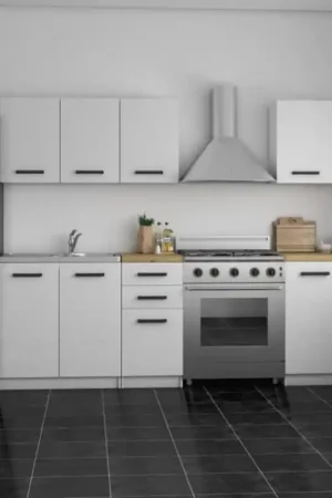 A Buon Prezzo Cucina 200cm moderna componibile lineare bianca rovere Matrix