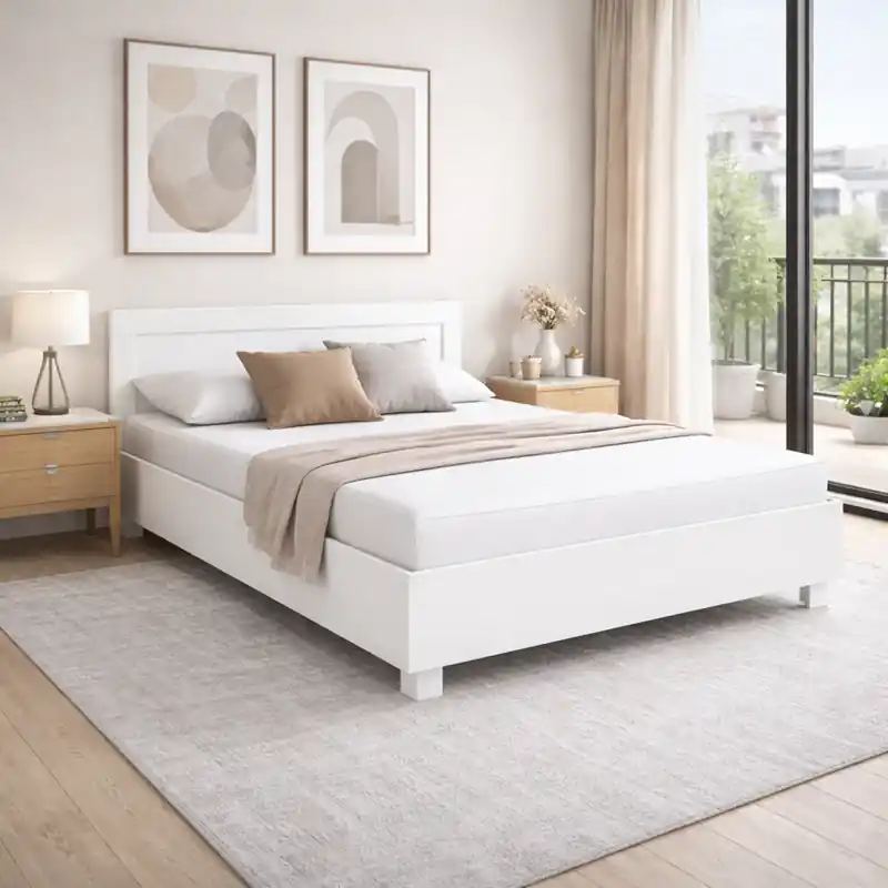 Letto matrimoniale francese moderno 140x200 bianco Yuma Affare