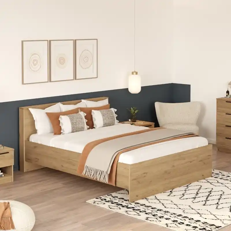 Offerta Speciale Letto matrimoniale legno moderno 160x200cm rovere Rubik