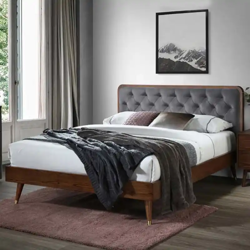 Pagamento Sicuro Letto matrimoniale moderno 160x200 imbottito noce grigio Brandon