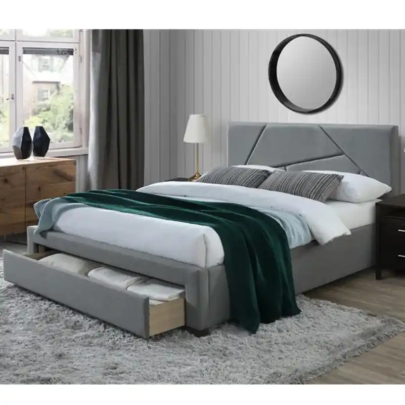 Letto matrimoniale moderno contenitore 160x200 tessuto grigio Valeria Prezzo Conveniente