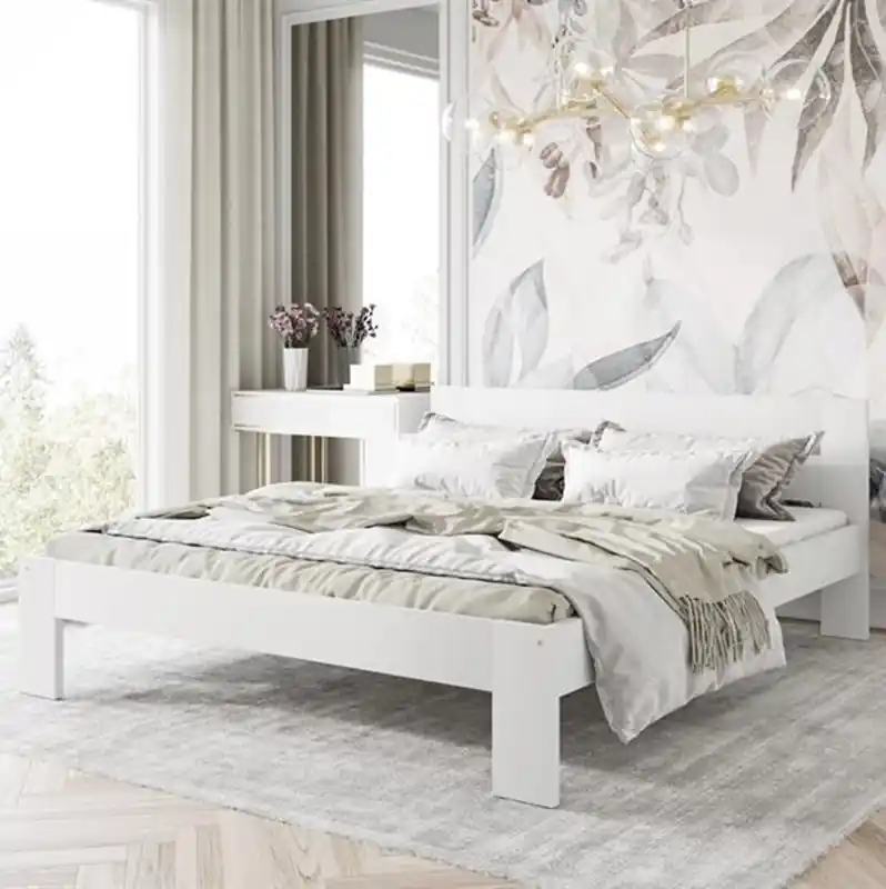 Letto matrimoniale moderno legno 160x200cm bianco Hans Occasione Imperdibile