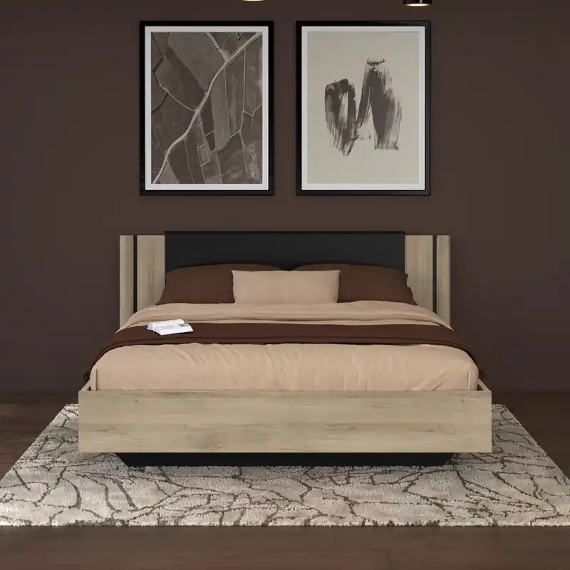Letto moderno matrimoniale design 160x200 rovere nero West Subito Disponibile