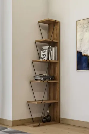 A Buon Prezzo Libreria moderna soggiorno design colonna metallo 50xH150 cm rovere Levante
