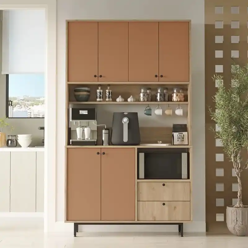 Prezzo Basso Mobile da cucina dispensa multiuso microonde 120xH205 cm rovere mattone Commis