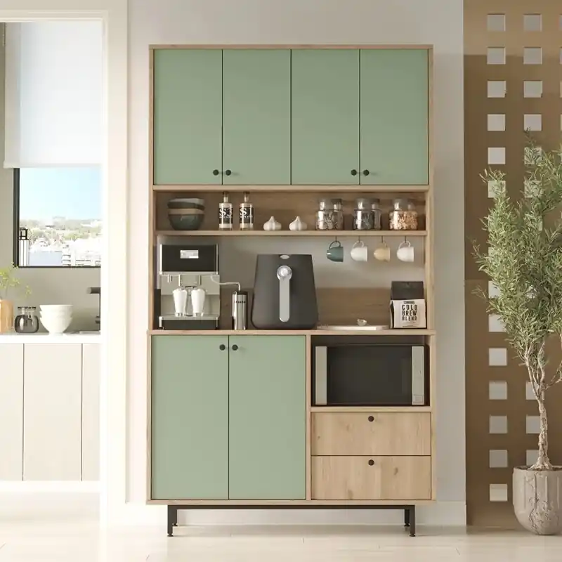 Mobile da cucina dispensa multiuso microonde 120xH205 cm rovere verde Commis Promozione Esclusiva