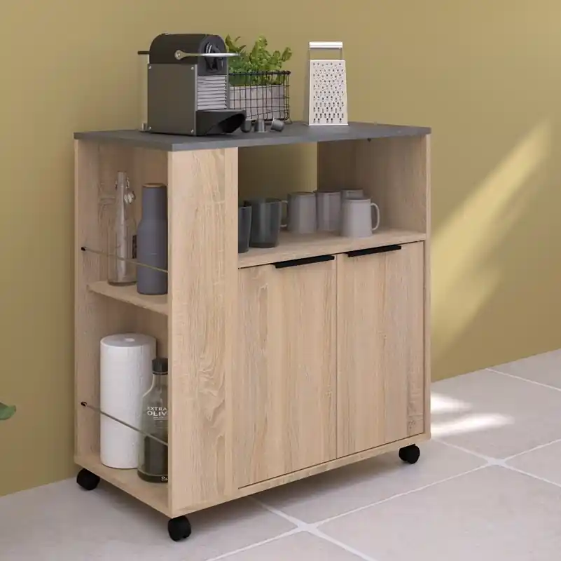Prezzo Ridotto Mobile da cucina dispensa multiuso microonde 75xH80 cm rovere ossido Vinai