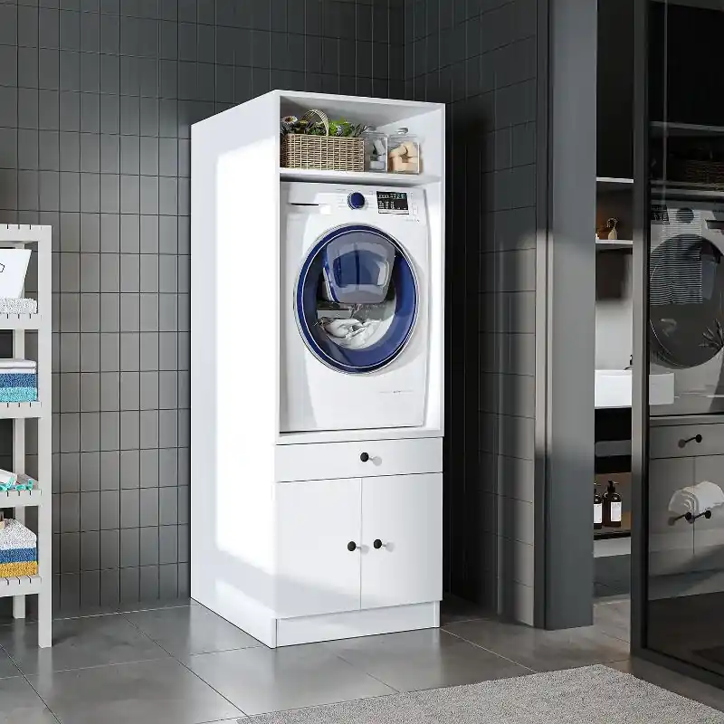 Offerta Speciale Mobile lavatrice lavanderia 67xH184 con ante bianco Domus