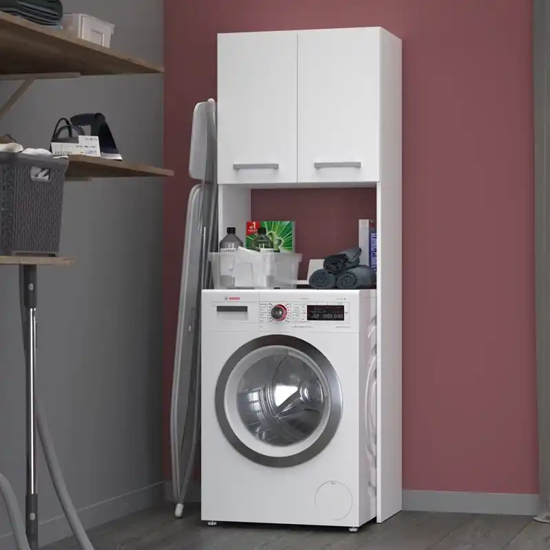 Mobile lavatrice moderno 2 ante 64xH185 bianco opaco Washing A Buon Prezzo