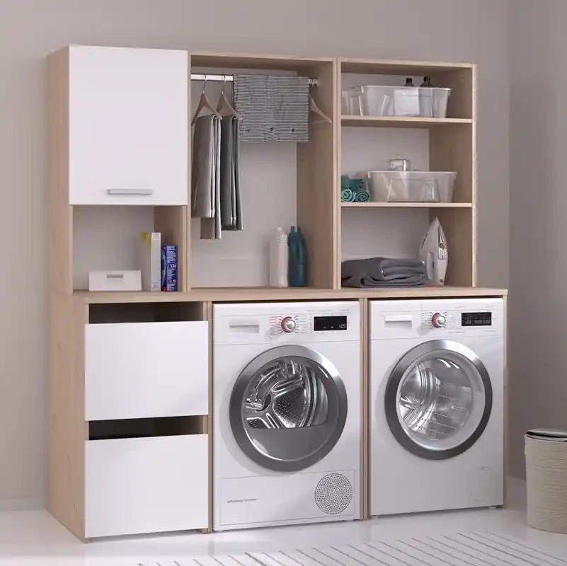 Mobile lavatrice moderno asciugatrice colonna design 176xH184 bianco rovere Candor-6 Ultima Occasione