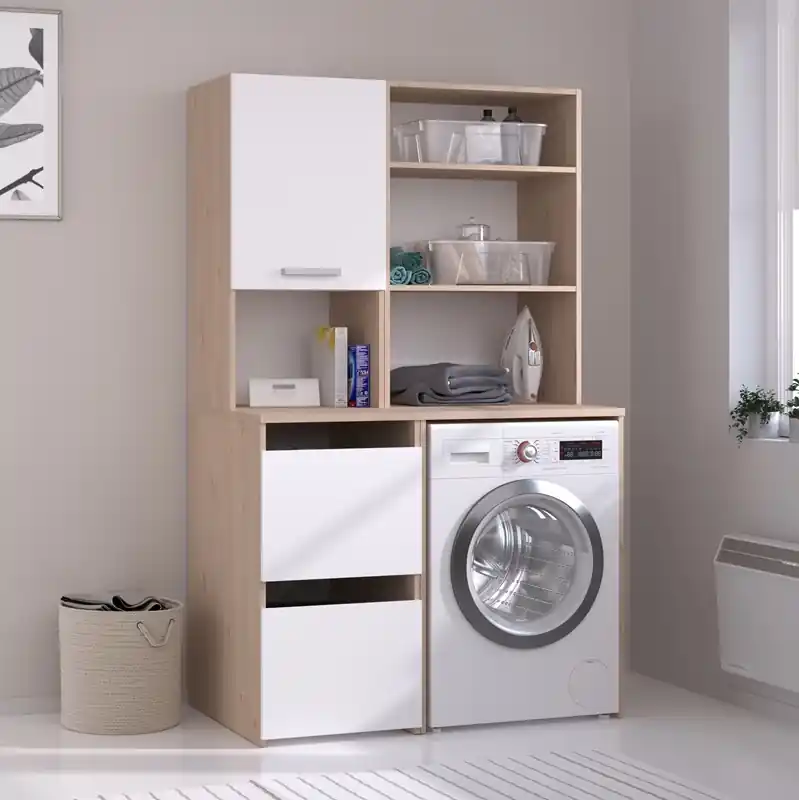 Mobile lavatrice moderno design 112xH184 bianco rovere Candor-5 Scelto Dai Clienti