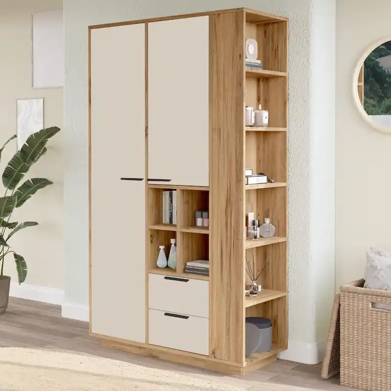 Soddisfatti O Rimborsati Mobile multiuso moderno salvaspazio 110xH190 beige rovere Vulco