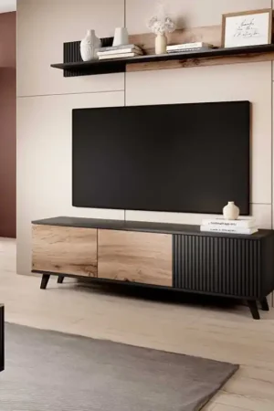 A Buon Prezzo Mobile porta tv design moderno industrial 150xH47 rovere nero Cristy