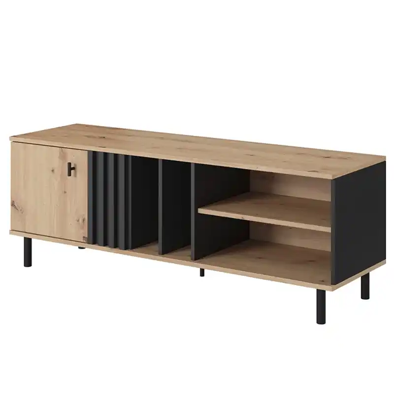 Mobile porta tv moderno 138xH49 1 anta 4 vani rovere nero antracite Elara Subito Disponibile
