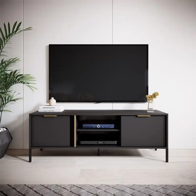 Promozione Esclusiva Mobile porta tv moderno 153xH53 2 ante 2 vani antracite oro Sky