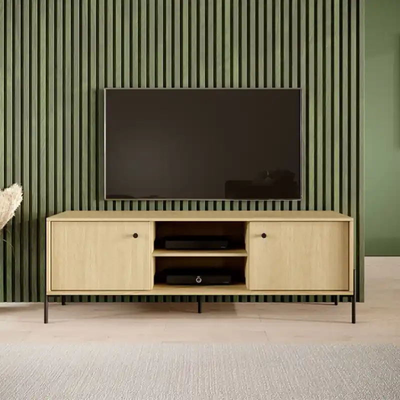 Mobile porta tv moderno 157x53 2 ante 2 vani rovere nero Nordika Di Tendenza