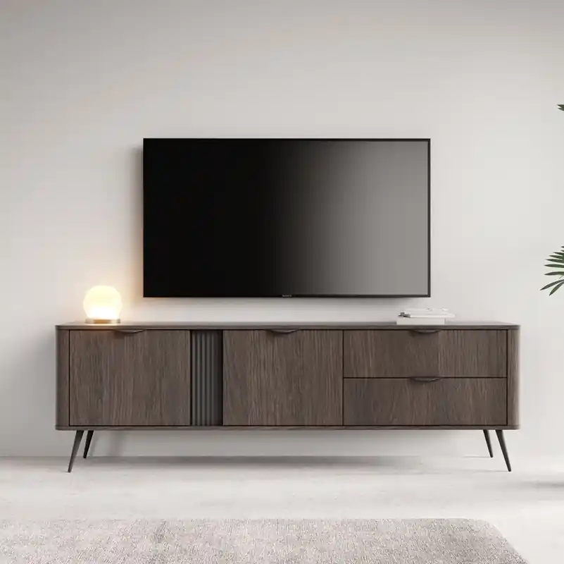 A Buon Prezzo Mobile porta tv moderno 2 ante 2 cassetti 195xH61 cm quercia nero Tudor