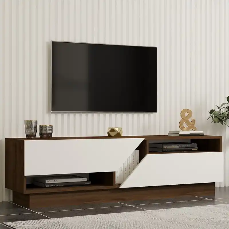 Novità Mobile porta TV moderno design 160xH45cm 2 ribalte bianco noce Irven