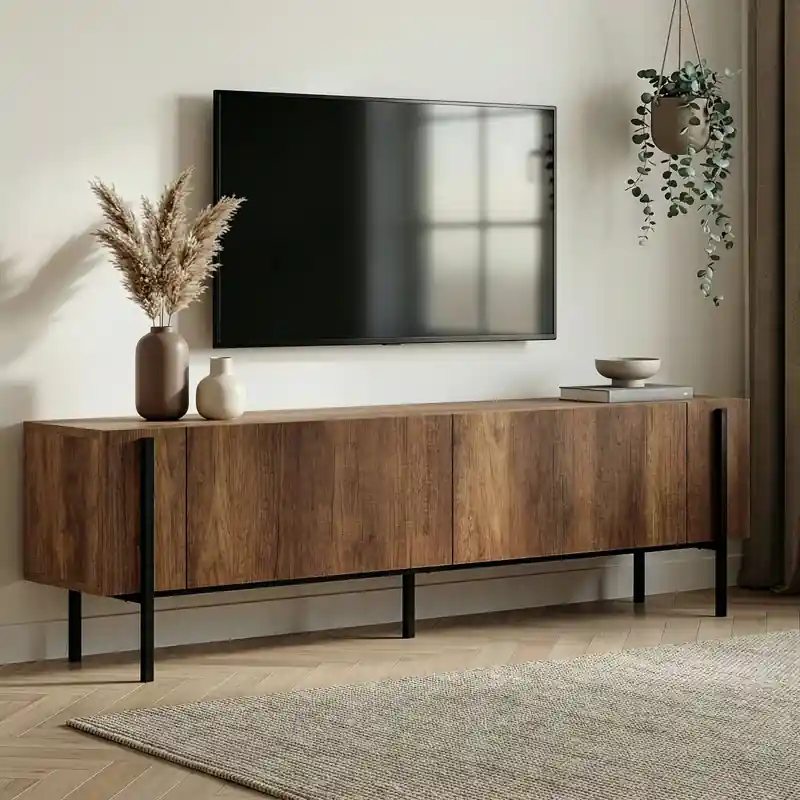 Compra Oggi Stesso Mobile porta TV moderno design 180xH45cm noce scuro nero Ulric