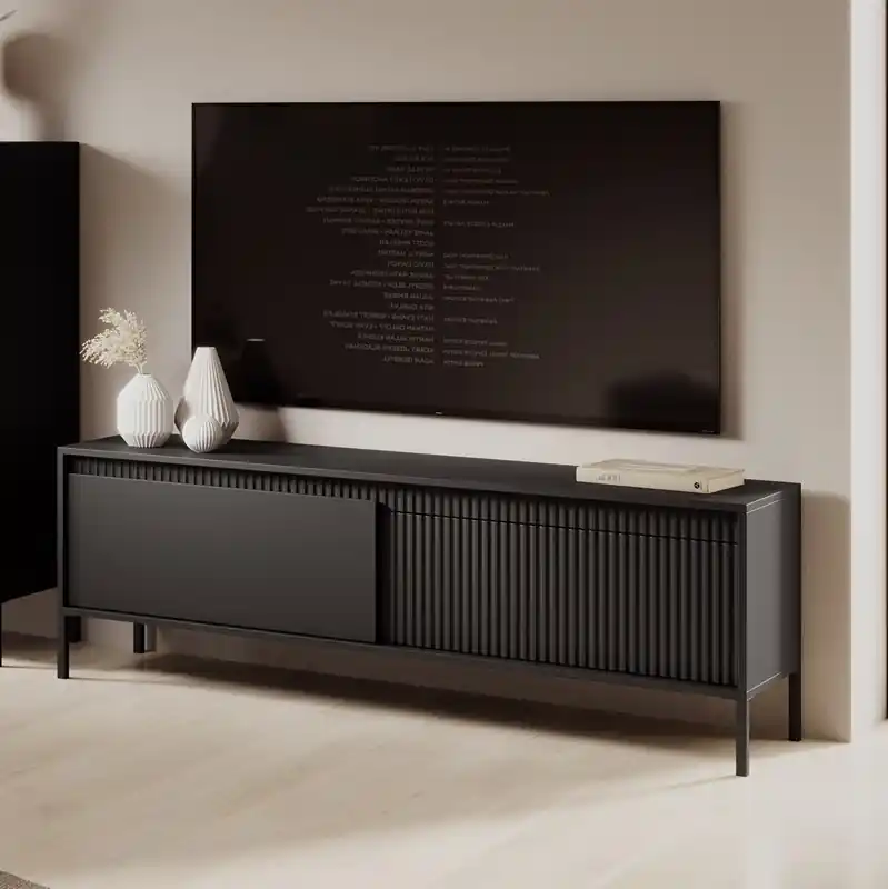 Mobile porta tv moderno design 187xH53 cm nero Fedra Occasione