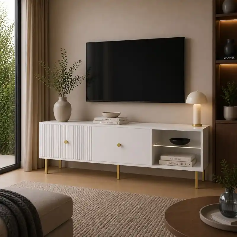 Non Perdere Mobile porta tv moderno design 2 ante 135xH48 bianco Gulia