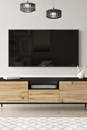 A Buon Prezzo Mobile porta tv moderno design 3 ribalte 140xH46 cm rovere nero Dimitri