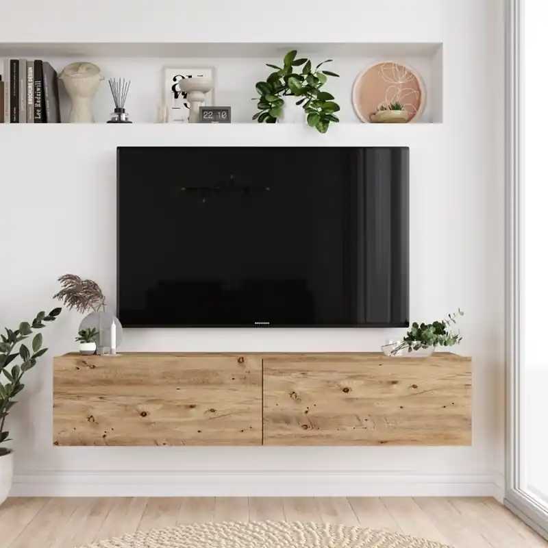 Mobile porta tv sospeso moderno design 140xH30 cm rovere Leila Affare