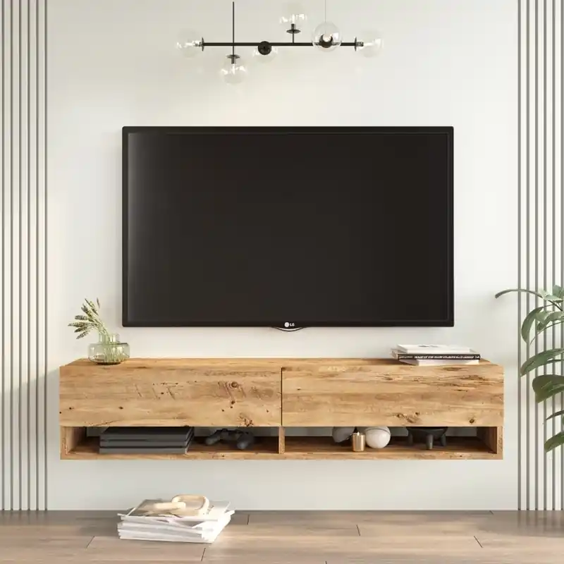 A Buon Prezzo Mobile porta tv sospeso moderno design 140xH30 cm rovere Natalia