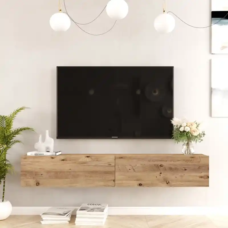 Sconto Mobile porta tv sospeso moderno design 180xH30 cm rovere Sienna