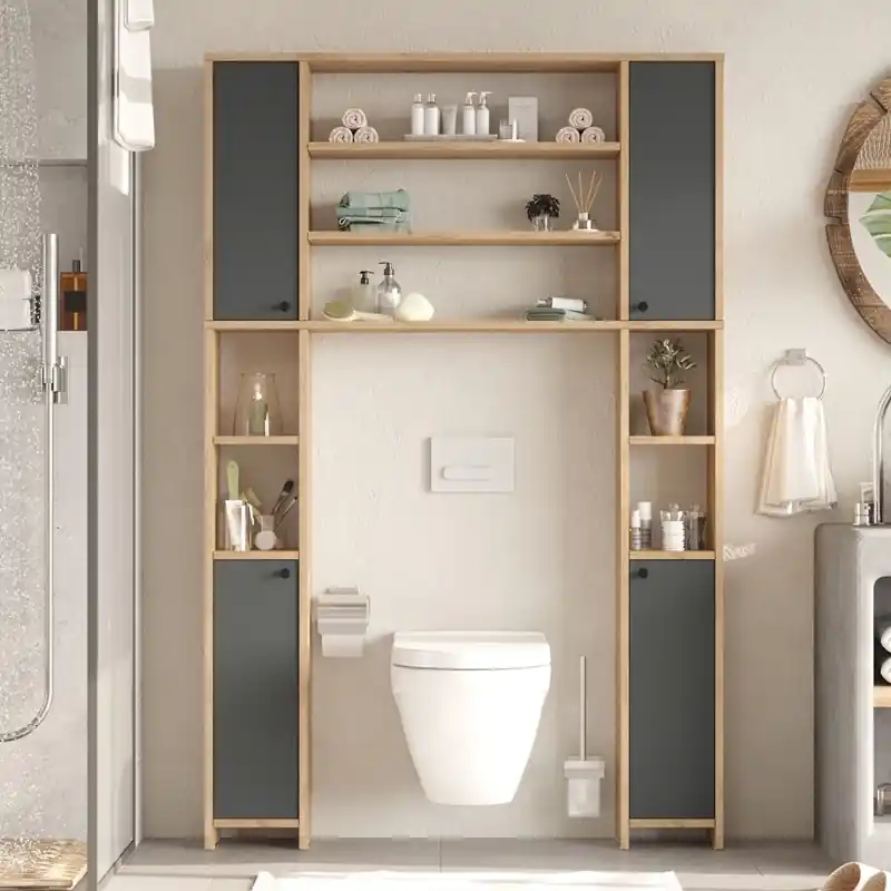 Must-Have Mobile sopra wc bagno attrezzato colonna 120xH183 cm rovere antracite Square