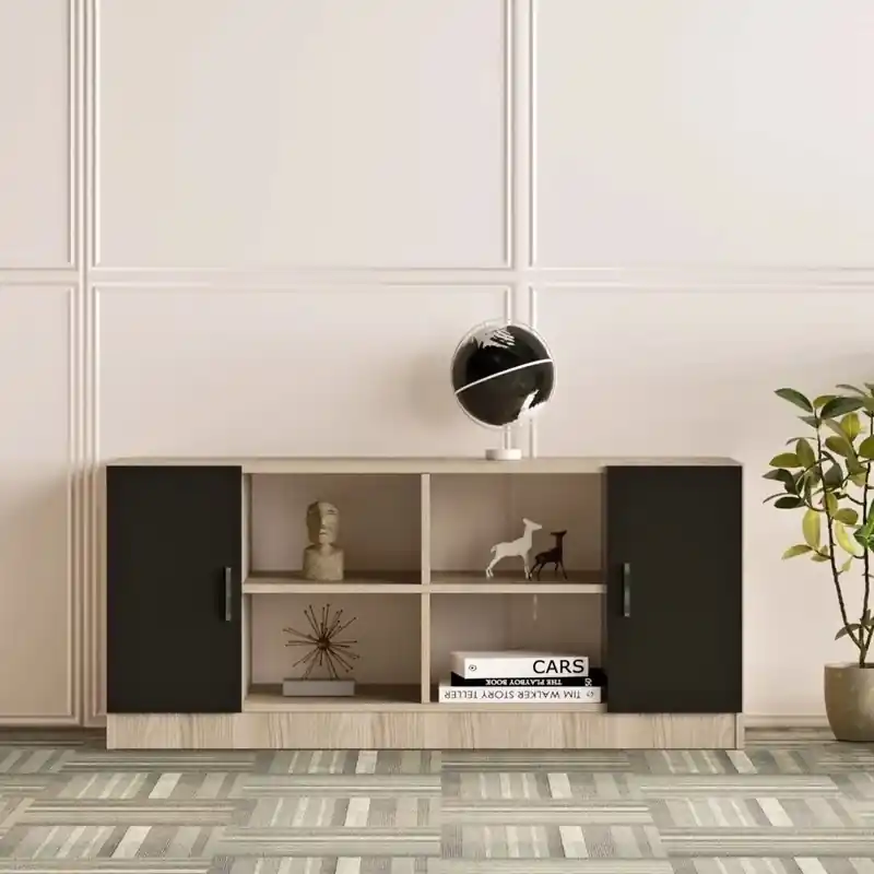 Mobile ufficio armadietto moderno design 140xH62 cm rovere nero Task Consegna Rapida