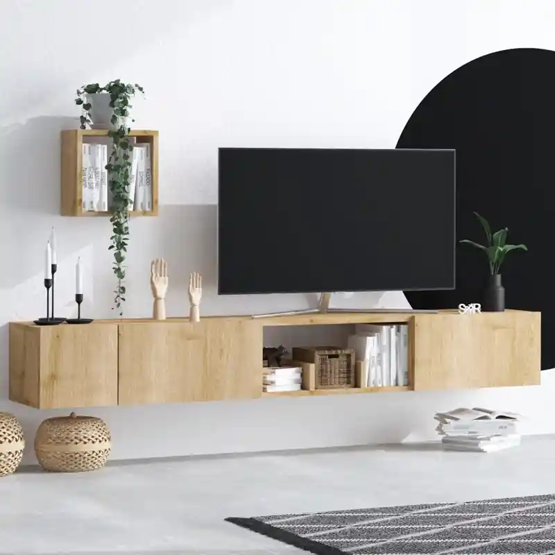 Popolare Parete attrezzata moderna 180cm soggiorno rovere Axion