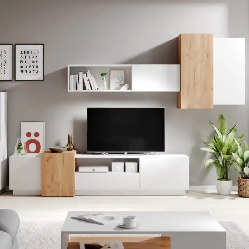 Ultima Occasione Parete attrezzata moderna 300x180 soggiorno rovere bianco Tom