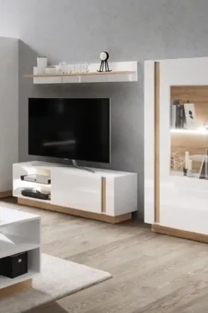 A Buon Prezzo Parete attrezzata soggiorno moderna 270cm bianco opaco lucido rovere Theo
