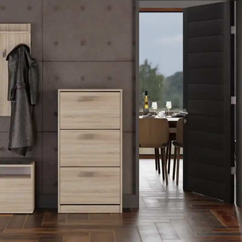 Scarpiera ingresso 60xH116 cm moderna 3 ante ribalta rovere Dakota Offerta