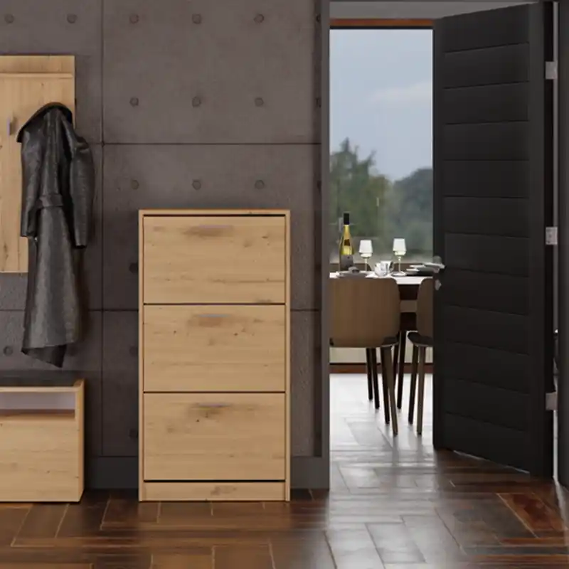 Offerta Scarpiera ingresso 60xH116 cm moderna 3 ante ribalta rovere oldwook Dakota