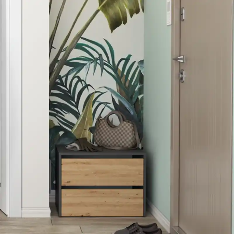 Scarpiera ingresso 60xH44 cm moderna modulare quercia antracite Santa Fe Offerta Speciale