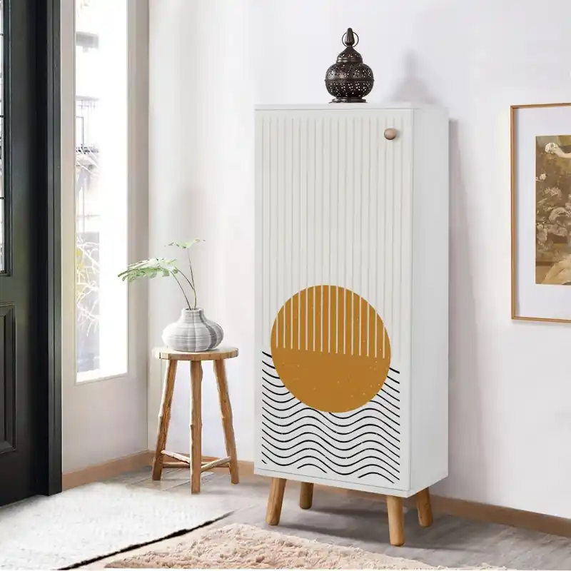 Direttamente Dal Produttore Scarpiera moderna 1 anta ripiani design 50xH135cm Vector-3