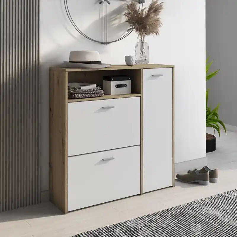 Soddisfatti O Rimborsati Scarpiera moderna ingresso 3 ante 92xH94 bianco rovere Timo