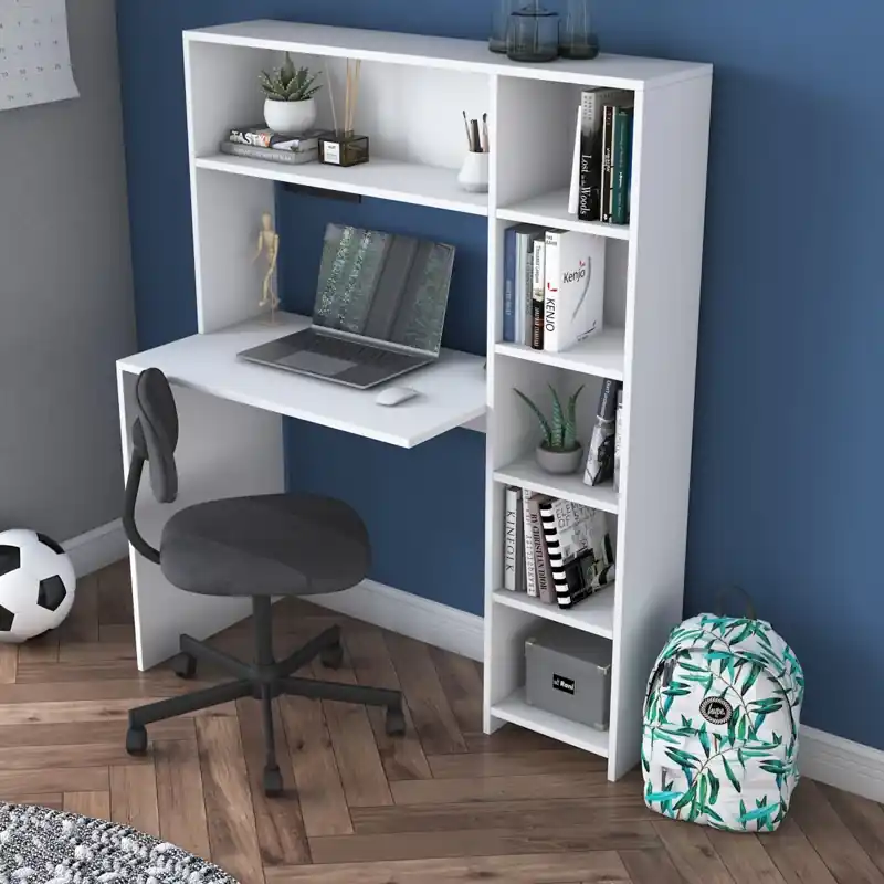 Offerta Limitata Scrivania moderna attrezzata libreria 113xH142cm bianco Draft
